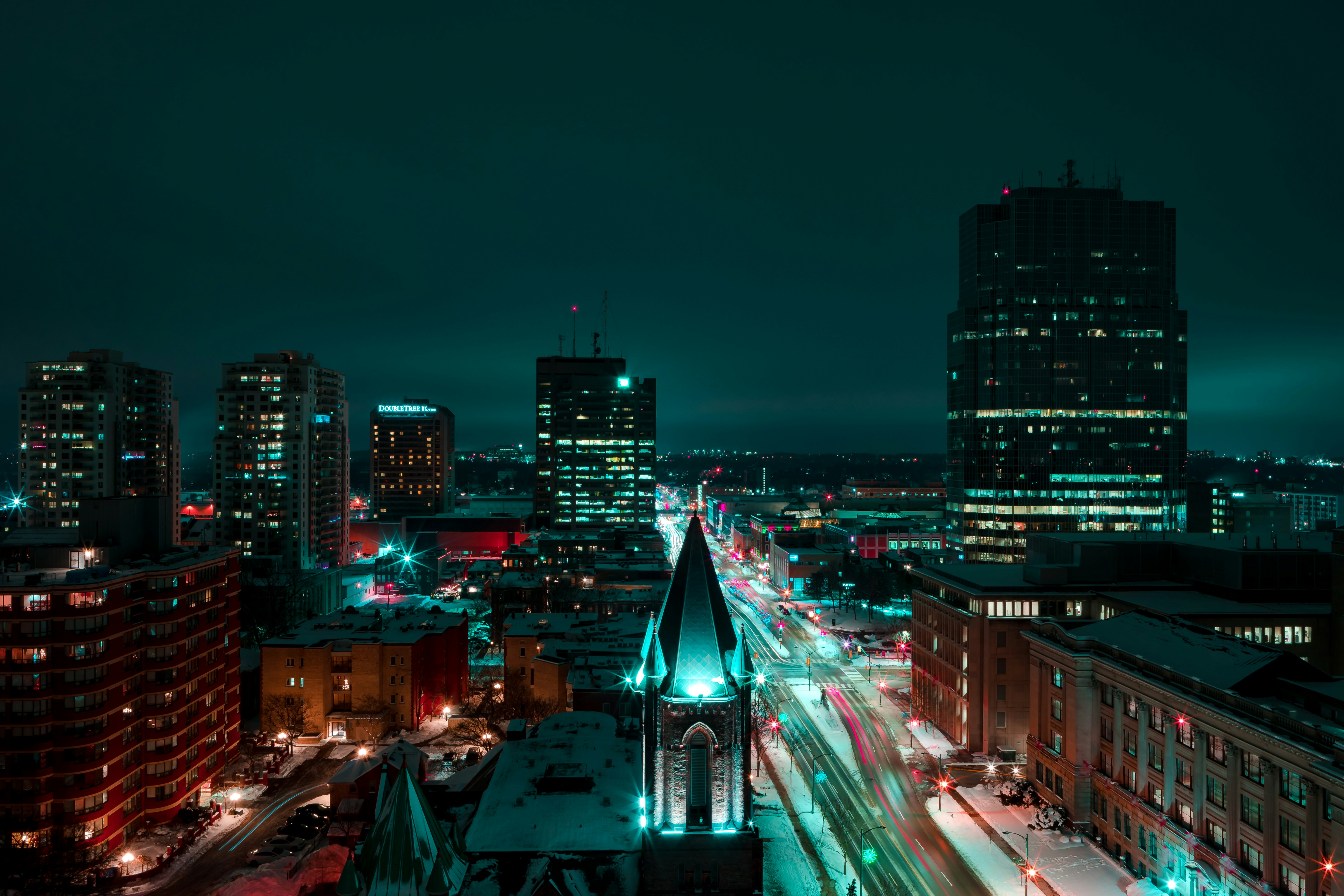 timelapse photography of cityscape at night